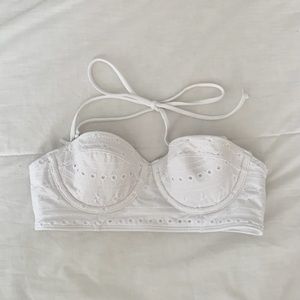 ABERCROMBIE white bandeau bodice swim top